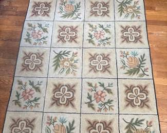 mid century hand hooked wool rug 