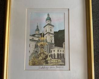 Pencil Sketch of the Salzburg Fountain by Briancca. Purchased in Salzberg in 2010 Professionally framed BUY IT NOW $60