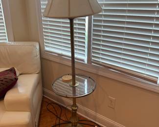 Brass and Glass floor lamp with glass table Buy it now $70