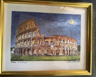 Painting of Rome Il Colosseo signed Paola Bellini 2005 Professionally framed in gold frame BUY IT NOW $42