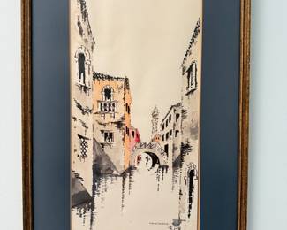 Vintage Original Italian Watercolor Painting signed Constantina 