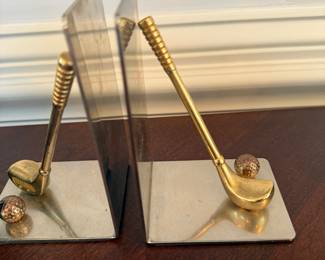 Vintage Golfing Book End Golf Club with Ball Chrome & Brass 5.5" approx. BUY IT NOW $18