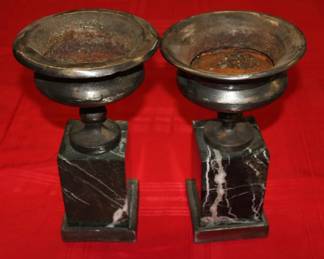 Pair of French style Marble Urns 13.5"