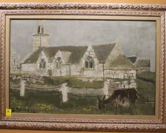 1962 Large Impressionist Painting by listed artist George Rocher 26" x 40.5"  L7