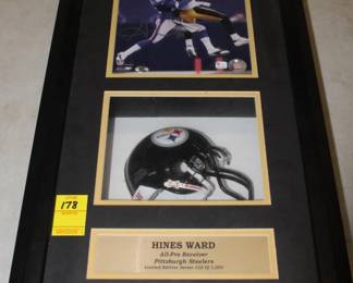 Hines Ward autograph picture in Shadowbox with COA