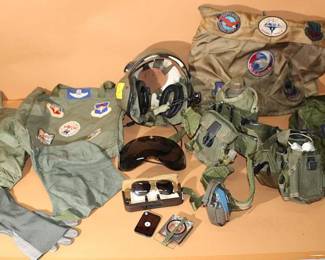 6pc Pilot Airman Bags, Helmet, Utility Belt L11