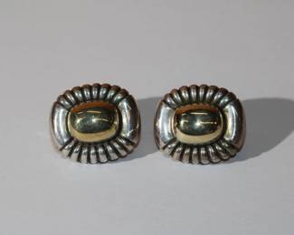 Sterling & 14k pierced with back clip "Gabria" Earrings 1", 23 grams total weight