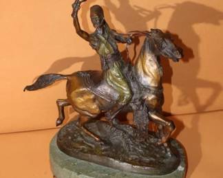 14" "Arab Flaconer on Horseback" Bronze 14" L4