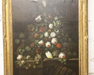 Oil on Canvas Still Life in gold framed signed 48" x 38" L7