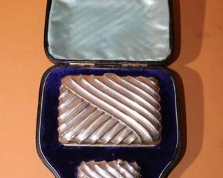 Sterling Silver Match & Cigarette holder in case marked w/ leopard & G