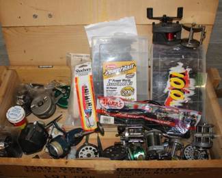 Approx 16 Vintage Reels in Ammo Box