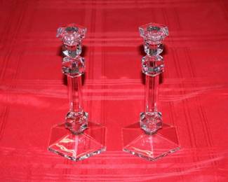 Val St. Lambert Crystal Candlesticks