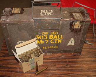 AMMO NO SHIPPING .303 Ball MK7 CTN R.L. 7-10-54 missing one box  **NO SHIPPING** L2