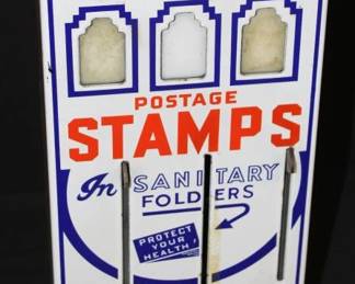 Vintage Metal Stamp Vending Machine 16"x7.5"x5" (No Key)   L6