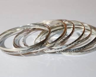 Lot of 10 Sterling Bangle Bracelets 76 grams total weight