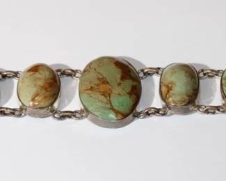 Large Silver & Jasper 5 Stone Bracelet up to 8"