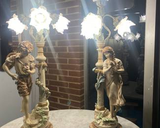 Pair of French Bronze Lamps 