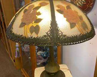 Antique reversed painted lamp 