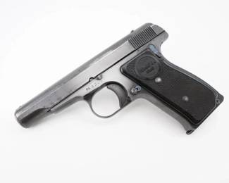 Make: Remington
Model: 1921
Caliber: .380 CAL
Action: Semi
Barrel: 4
Bore: Shiny
Serial # PA43057
Condition: Very Good
Manufactured in 1921, this Remington .380 pistol features a compact blowback design with a single detachable magazine for reliable operation. Designed for concealed carry, it served as a discreet self-defense tool during Prohibition and now stands as a collectible testament to early American firearm innovation and cultural resilience. Please see photos.
