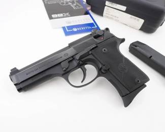 Make: Beretta
Model: 92X
Caliber: 9mm Para
Action: Semi
Barrel: 4.25
Bore: Shiny
Serial # 92X0007834
Condition: Very Good
This Beretta 92X 9mm Para, produced in 2018, fuses classic Italian design with modern refinements like enhanced ergonomics and a crisp trigger. Complete with its original factory case and two magazines, it continues the legacy of a model celebrated in competitive shooting and law enforcement circles, embodying both traditional craftsmanship and contemporary tactical reliability. Please see photos.