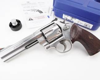 Make: Smith & Wesson
Model: 629-6 Classic
Caliber: 44 Magnum
Bore: Shiny
Serial # DRU1885
Condition: Very Good
This Smith & Wesson Model 629 44 Magnum revolver, produced between 1989 and 1993 in durable stainless steel, delivers exceptional performance with its smooth double-action trigger, balanced design, and six-round cylinder. Acclaimed by law enforcement and collectors for reliability in high-demand operations. Please see photos.
