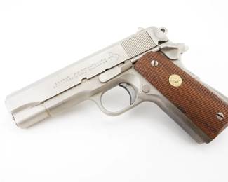 Make: Colt
Model: Combat Commander
Caliber: .45 Auto
Action: Semi
Barrel: 4.5
Bore: Shiny
Serial # 70SC70533
Condition: Very Good
The Colt Combat Commander .45 Auto, a variant of the iconic M1911 series, is a compact semi-automatic pistol designed for concealed carry and personal defense. Produced starting in 1970, this serial number brings up a 1979 manufacturing date. It features a shorter barrel and slide for improved portability. Renowned for its durability and precision, it has seen use in law enforcement and civilian defense. This model lacks a magazine, highlighting its classic frame and engineering, emblematic of Colts lasting impact on American firearms design. Please see photos.