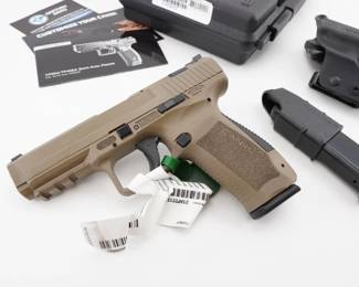 Make: Canik
Model: TP9SA Mod 2
Caliber: 9x19
Action: Semi
Barrel: 4.5
Bore: Minty
Serial # T6472-21AP22197
Condition: Excellent
Importer: Century Arms Inc
This Canik TP9SA Mod 2, manufactured by Century Arms Inc, is a 9mm semi-automatic pistol designed for enhanced performance. Featuring a 4.7-inch barrel, a striker-fired system, and an ergonomic polymer frame, it offers superior accuracy and reliability. The model includes a loaded chamber indicator, a reversible magazine release, and comes with two 18-round magazines. Produced in 2022, this handgun is in excellent condition, perfect for both collectors and shooters alike. Please see photos.