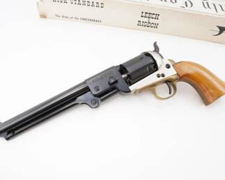 Make: High Standard
Model: Leech & Rigdon CSA
Caliber: .36 BP
Action: SA
Barrel: 7.5
Bore: Dark
Serial # 1097
Condition: Very Good
This High Standard Leech & Rigdon CSA .36 Black Powder revolver, produced circa 1862, is a remarkable piece of Civil War-era history. Known for its distinctive Confederate-style design, it features a brass frame, a 5.5-inch barrel, and the characteristic "Leech & Rigdon" inscription. The revolver remains in very good condition, showcasing finely crafted details and original patina. A true collector's item, this piece reflects both the craftsmanship and historical significance of its time. Comes with a box. Please see photos.