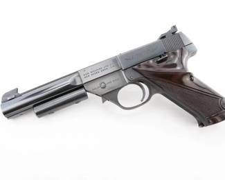 Make: High Standard
Model: Supermatic
Caliber: .22 LR
Action: Semi
Barrel: 5.5
Bore: Bright
Serial # 387204
Condition: Great
This classic High Standard Supermatic .22LR, dating from the early 1960s, delivers exceptional semi-automatic performance with a detachable magazine and precision sights ideal for competitive marksmanship. Renowned for its crisp trigger and robust construction, it featured in regional shooting competitions, underscoring its role in mid-century American sporting history. A collectible example of refined engineering, it remains a prized piece for enthusiasts and collectors alike. Please see photos.