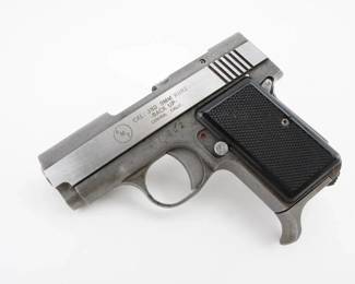 Make: AMT
Model: Back-up
Caliber: .380/9mmKurz
Action: Semi
Barrel: 2.5
Bore: Frosty
Serial # A75602
Condition: Good
Produced between 1986 and 1991, this AMT Back-up .380/9mm Kurz is a compact, reliable backup pistol featuring a single magazine and smooth double-action trigger. Designed for concealed carry, it earned favor among security professionals during covert operations, marking its role in the evolution of personal defense. Its innovative design and operational history continue to enhance its appeal as a culturally significant collectible. Please see photos.