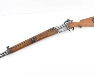 Make: MAS
Model: MLE 1936
Caliber: 7.5X54MM
Action: Bolt
Barrel: 24
Bore: bright
Serial # 91908
Condition: Good
Importer: CAI
This MAS CAI MLE 1936, chambered in 7.5x54mm, is a French-made semi-automatic rifle originally produced in the mid-1930s. It was designed for use by the French military during World War II, featuring a distinctive gas-operated mechanism. The rifle played a significant role in France's defense efforts during the conflict, including engagements in North Africa and the European Theater. Its robust construction and unique design made it a notable part of Frances military arsenal in the 20th century. Please see photos.