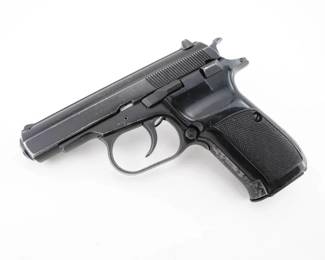 Make: Czech
Model: CZ82
Caliber: 9mm MAK
Action: Semi
Barrel: 3.75
Bore: Bright
Serial # 182966
Condition: Good
Importer: C. A. I.
This Czech C.A.I. CZ82 9mm MAK She 90, produced in 1990, offers a reliable and compact design. Featuring a durable steel frame, ergonomic grip, and a double-action trigger, it is renowned for its accuracy and ruggedness. The CZ82's 12-round capacity and straightforward operation make it an excellent choice for collectors and enthusiasts seeking a piece of Eastern European history in great condition. Please see photos.