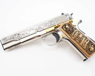 Make: Auto-Ordnance
Model: 1911 A1 NRA FL ED.
Caliber: .45 ACP
Action: Semi
Barrel: 5
Bore: Minty
Serial # A0A15891
Condition: Very Good
This limited edition 5 of 100 Florida NRA 100-Year Commemorative Auto-Ordnance 1911 A1 .45 ACP celebrates a century of firearm heritage. Crafted with precision, it features custom engravings, including the Florida NRA 100-year emblem, highlighting its exclusivity. Produced in 2019, this model is a tribute to the legendary 1911 design, renowned for its reliability and iconic status. A perfect collector’s piece that combines both historical significance and superior craftsmanship. Please see photos.