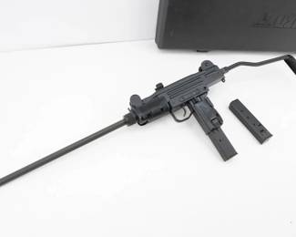 Make: IMI
Model: Uzi Mini Carbine
Caliber: 9mm Para
Action: Semi
Barrel: 16.1
Bore: Shiny
Serial # MC02627
Condition: Excellent
Importer: Action Arms LTD
This IMI Action Arms LTD Uzi mini carbine in 9mm, manufactured in the early 1980s, exemplifies Israel’s innovative small arms design with a durable stamped receiver and selective fire functionality. Renowned for its role in urban security and law enforcement operations, its compact profile and reliable performance became culturally iconic. Accompanied by its original case and two magazines, this historic piece stands as a testament to tactical advancement and enduring combat heritage. Please see photos.