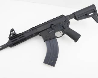 Make: Palmetto State Armory
Model: PA-15
Caliber: 7.62x39mm
Action: Pistol
Barrel: 7.5
Bore: Shiny
Serial # SCNL016507
Condition: Very Good
The Palmetto State Armory PA-15 7.62x39mm pistol combines the AR-15 platform's modularity with the robust 7.62x39mm cartridge. It features an Bear Creek Arsenal upper with a 7.5" nitride-treated barrel with a 1:10 twist rate, a 7" lightweight M-Lok free-float rail, and an SBA3 adjustable pistol brace. Designed to accept standard AK-47 magazines, it offers versatility for various shooting applications. Please see photos.