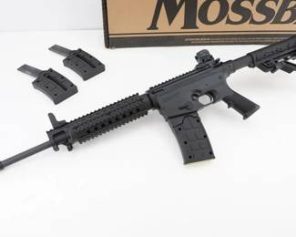 Make: Mossberg
Model: 715T
Caliber: 22 Long Rifle
Action: Semi
Barrel: 17.5
Bore: Bright
Serial # CT1202591
Condition: Great
Importer: Mossberg International
Offered for auction is the Mossberg International CBC 715T .22 LR, produced between 2000 and 2004 and complete with its original factory box and three magazines. This semi-automatic rifle, celebrated for its durable synthetic stock and reliable performance, has been a favorite in competitive shooting events, underscoring its cultural significance in grassroots marksmanship. A collectible piece, it exemplifies precision engineering and enduring quality. Please see photos.