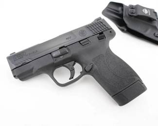 Make: Smith & Wesson
Model: M&P 45 Shield
Caliber: .45 ACP
Action: Semi
Barrel: 3.2
Bore: Frosty
Serial # JPJ2477
Condition: Great
Presenting a Smith & Wesson M&P Shield .45 ACP, manufactured since 2019, featuring a slim, lightweight polymer frame, striker-fired action, and crisp trigger for dependable concealed carry. Accompanied by one magazine and its matching holster, this model is revered in law enforcement and civilian circles, its design proving reliable in field operations and training exercises while shaping contemporary American self-defense culture. Please see photos.