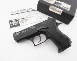 Make: IMI
Model: UZI EAGLE
Caliber: .40 S&W
Action: Semi
Barrel: 4
Bore: Shiny
Serial # 97300316
Condition: Very Good
Importer: UZI America
The IMI UZI America UZI Eagle .40 S&W is a semi-automatic pistol known for its ergonomic design and reliable performance. Produced between 1990 and 2000, it combines ruggedness with modern enhancements. Come with a case and one magazine. Please see photos.
