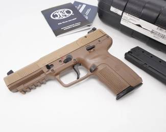 Make: FN
Model: FIVE-SEVEN MT2P
Caliber: 5.7X28
Action: Semi
Barrel: 5
Bore: MINTY
Serial # 386427017
Condition: Excellent
The FN Five-Seven MT2P 5.7x28mm pistol, produced by FN Herstal, offers superior precision and low recoil, designed for military, law enforcement, and civilian use. Featuring a polymer frame, ergonomic design, and ambidextrous controls, it is chambered in the 5.7x28mm cartridge, known for its high velocity and armor-piercing capabilities. Introduced in 2000, the Five-Seven has been adopted by various military forces and used in operations worldwide. This auction includes the original case and two magazines. Please see photos.
