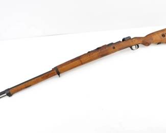 Make: NVM
Model: TURKISH 98
Caliber: 8MM
Action: Bolt
Barrel: 26
Bore: Frosty
Serial # 25785
Condition: Good
Importer: NVI
The Turkish 98, chambered in 8mm, is a bolt-action rifle developed in the early 20th century, primarily used by the Ottoman and Turkish armies. Produced between 1903 and the 1930s, it was integral to both World War I and the Turkish War of Independence. Known for its rugged design and reliable performance, it served in pivotal military campaigns, contributing significantly to the formation of modern Turkey. This historical piece offers collectors a tangible connection to critical moments in Turkish military history. Please see photos.