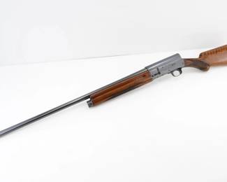 Make: Browning Arms
Model: A5
Caliber: 12 GA
Action: Semi
Barrel: 26
Bore: Bright
Serial # 5505
Condition: Excellent
An early production masterpiece from Browning Arms, this A5 12-gauge exemplifies John Browning’s pioneering semi-automatic design. Its distinctive humpback receiver and innovative delayed blowback system set new standards for reliability and performance in sporting and law enforcement roles during the early 20th century. Revered by collectors and enthusiasts alike, it remains a tangible piece of American firearm evolution and cultural heritage. Please see photos.