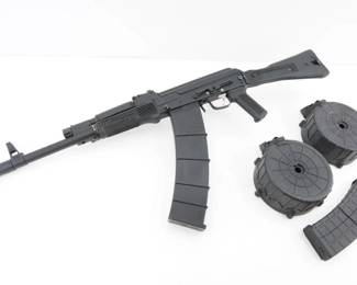 Make: IZHMASH
Model: SAIGA-12
Caliber: 12 GA
Action: Semi
Serial # H08404678
The Saiga-12 self-loading smooth bore shotgun is intended for professional and sport hunting of small-and medium-size game under any climatic conditions. This shotgun is built on the famous AK-47 action that has been proven by years of very reliable combat action. This shotgun Features a aftermarket trigger and bolt and is sold with 3 Mags and 2 Drum mags. This shotgun remains in Very Good condition showing normal signs of use and wear. Please see photos.