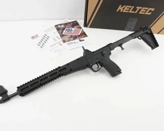 Make: Keltec
Model: Sub 2000 Gen 2
Caliber: 9mm
Action: Semi
Barrel: 16
Bore: Minty
Serial # FHM867
Condition: New
Country: Rifle
The SUB2000 is semi-auto carbine, with tons of pistol mag options. It folds for easy storage but deploys quickly. Chambered in 9mm and sold as new with the factory box, this carbine would be an excellent backpack gun. Please see the photos