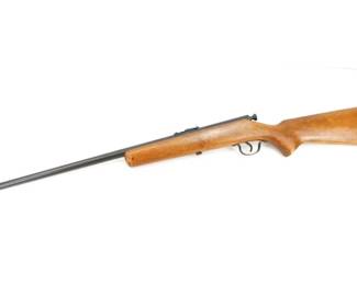 Make: Springfield
Model: Stevens Model 15
Caliber: .22 LR
Action: Bolt
Barrel: 24
Bore: Frosty
Serial # NSN
Condition: Good
This J Stevens Arms rifle was branded as a Springfield Model 15. While marked as a J Stevens, most of these were manufactured by Savage. This model was also used extensively by the Boy Scouts of America. The rifle is chambered for .22 Short, Long or Long Rifle. It has a 22 inch barrel and is a single shot model. The firearm is in very good condition, showing normal signs of use and wear. Please see the photos.