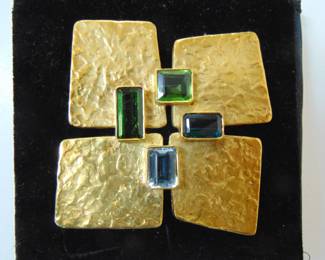 Rare Vintage Ed Wiener 18kt gold broochpendant