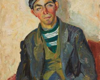 1198
Anna Katharine Skeele
1896-1963
Portrait of a young sailor
Oil on canvasboard
Signed lower right: A.K. Skeele
20" H x 15.5" W
Estimate: $1,000 - $2,000