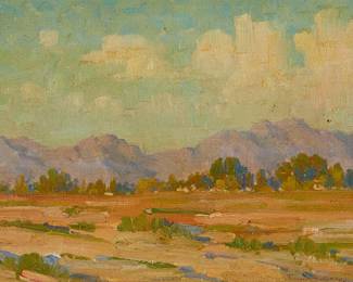 1202
Joseph Greenbaum
1864-1940
California vista
Oil on canvas laid to board
Signed lower right: Joseph Greenbaum
8" H x 10.5" W
Estimate: $700 - $900