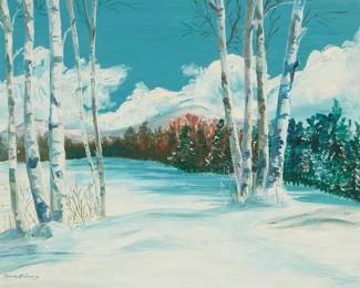 1179
Randall Vernon Davey
1887-1964
Birch trees in winter
Oil on Masonite
Signed lower left: Randall Davey
18" H x 20" W
Estimate: $800 - $1,200