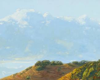 1203
Hans Kegler
20th century
Hillside and clouds
Oil on canvas laid to panel
Signed lower right: H. Kegler
9" H x 12" W
Estimate: $200 - $400