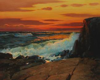 1191
Alfred R. Mitchell
1888-1972
Laguna sunset
Oil on canvas
Signed lower right: Alfred R. Mitchell
24" H x 30" W
Estimate: $5,000 - $7,000